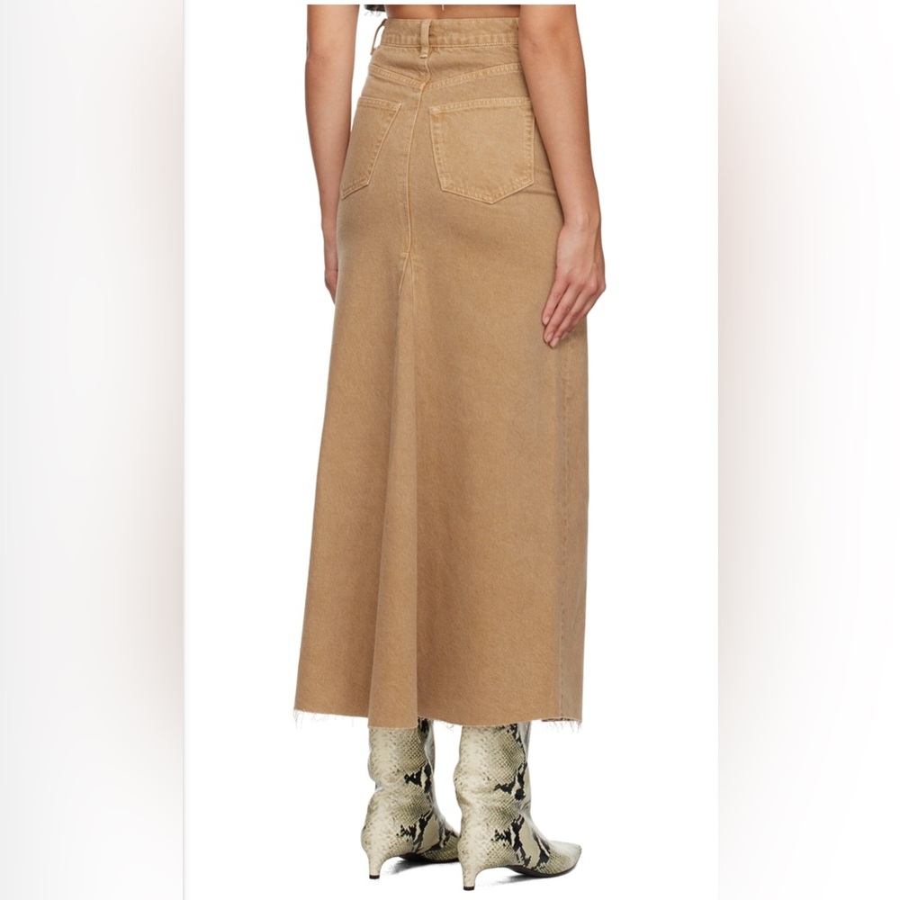 Reformation Camel denim Midi Skirt with Front Slit - Picture 4 of 13